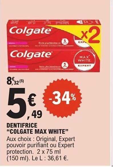 DENTIFRICE "COLGATE MAX WHITE"
