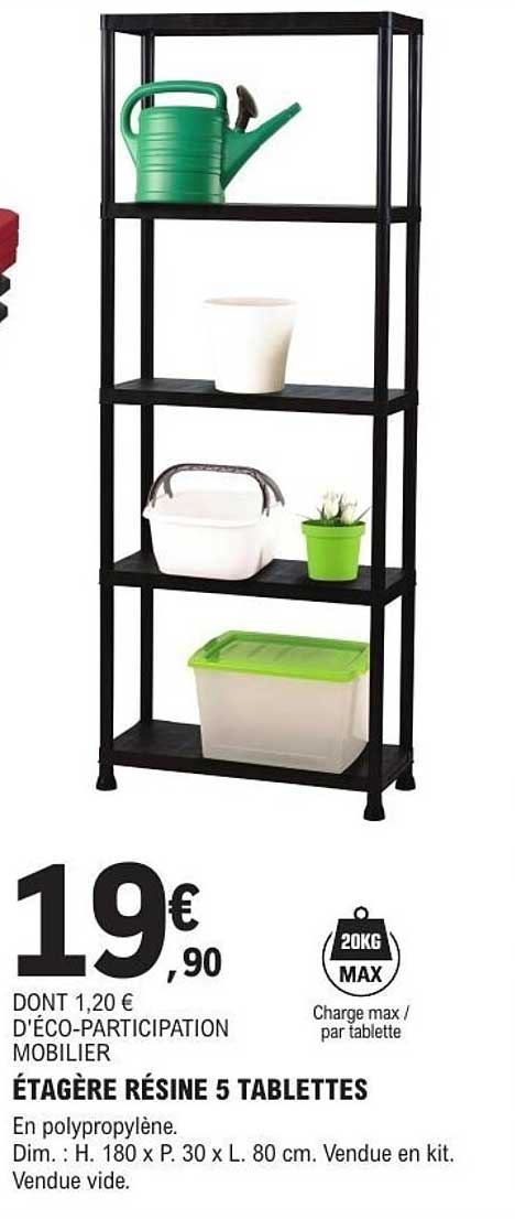 ÉTAGÈRE RÉSINE 5 TABLETTES