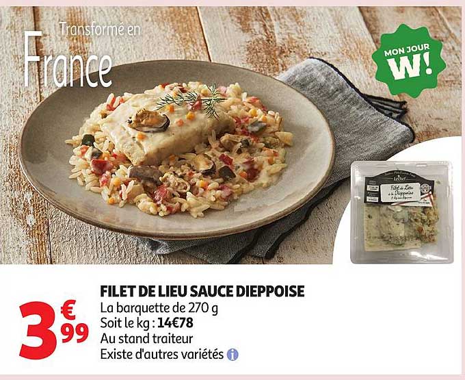 FILET DE LIEU SAUCE DIEPPOISE