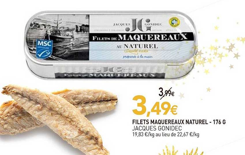 FILETS MAQUEREAUX NATUREL - 176 G JACQUES GONIDEC