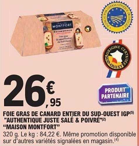 FOIE GRAS DE CANARD ENTIER DU SUD-OUEST IGP