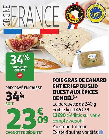 FOIE GRAS DE CANARD ENTIER IGP DU SUD OUEST AUX ÉPICES DE NOËL