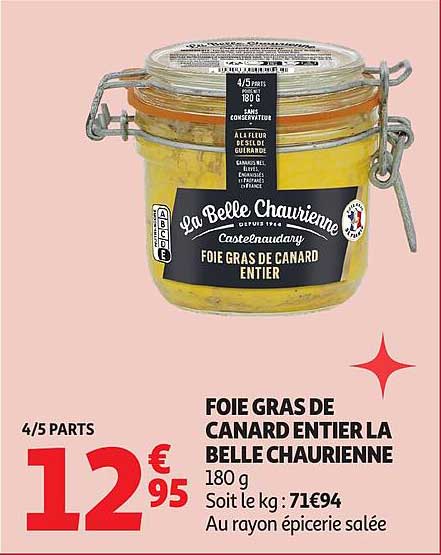 FOIE GRAS DE CANARD ENTIERS LA BELLE CHAURIENNE