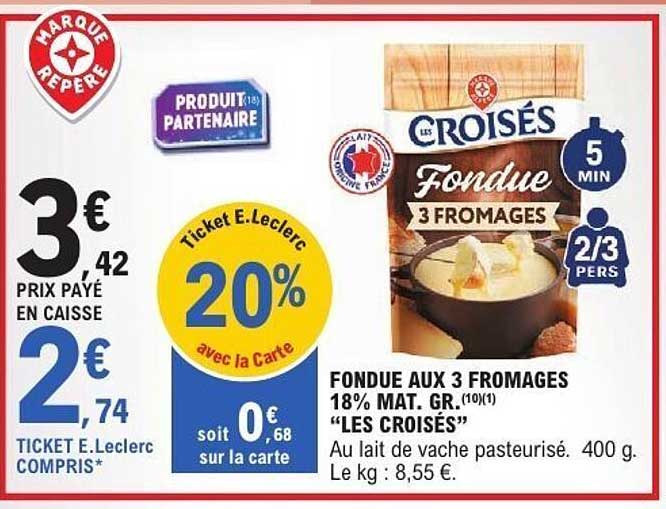 Fondue aux 3 fromages 18% MAT. GR.