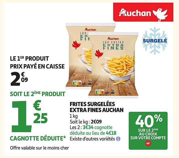 Frites surgelées extra fines Auchan