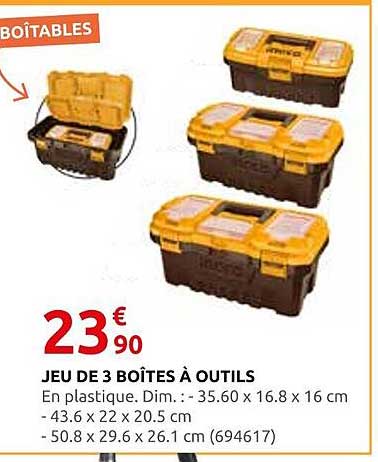 JEU DE 3 BOÎTES À OUTILS