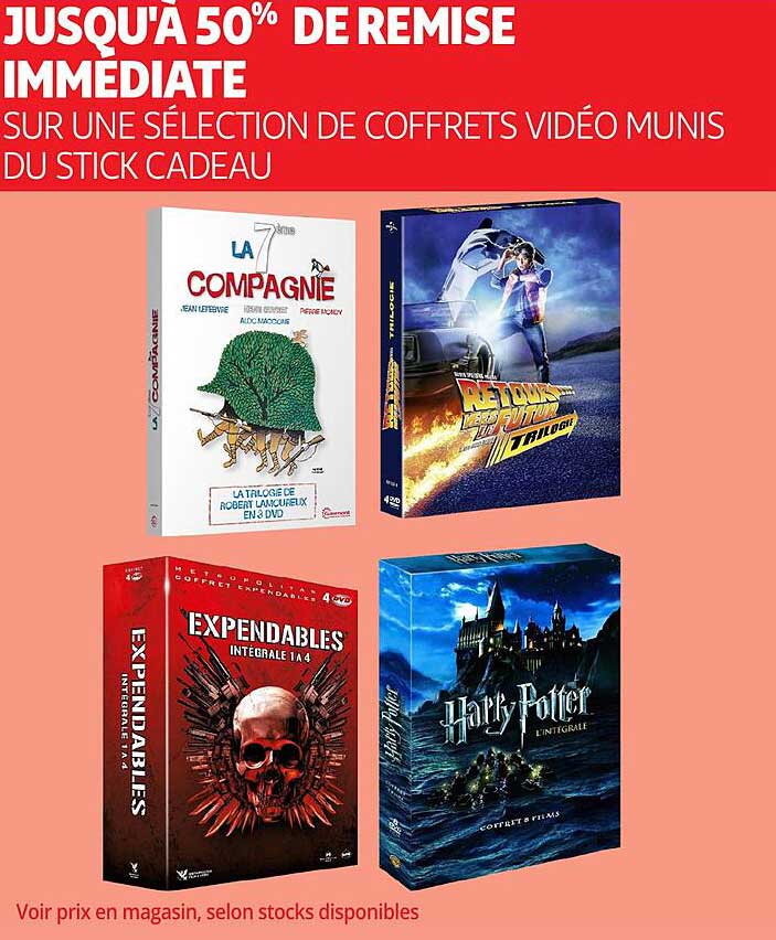 JUSQU'À 50% DE REMISE IMMÉDIATE SUR UNE SÉLECTION DE COFFRETS VIDÉO MUNIS DU STICK CADEAU