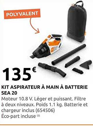 KIT ASPIRATEUR À MAIN À BATTERIE SEA 20