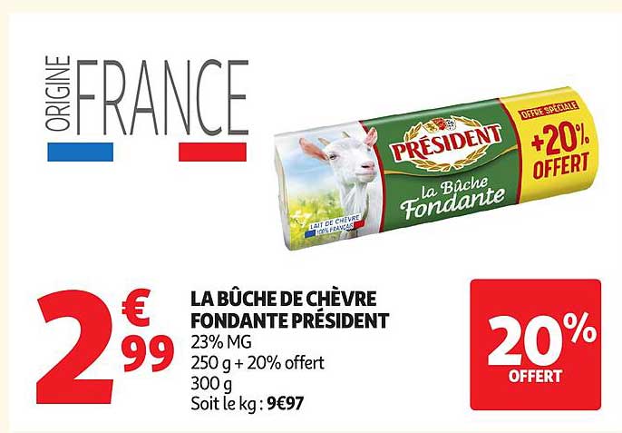 LA BÛCHE DE CHÈVRE FONDANTE PRÉSIDENT