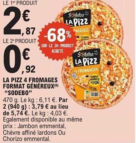 LA PIZZ 4 FROMAGES FORMAT GÉNÉREUX