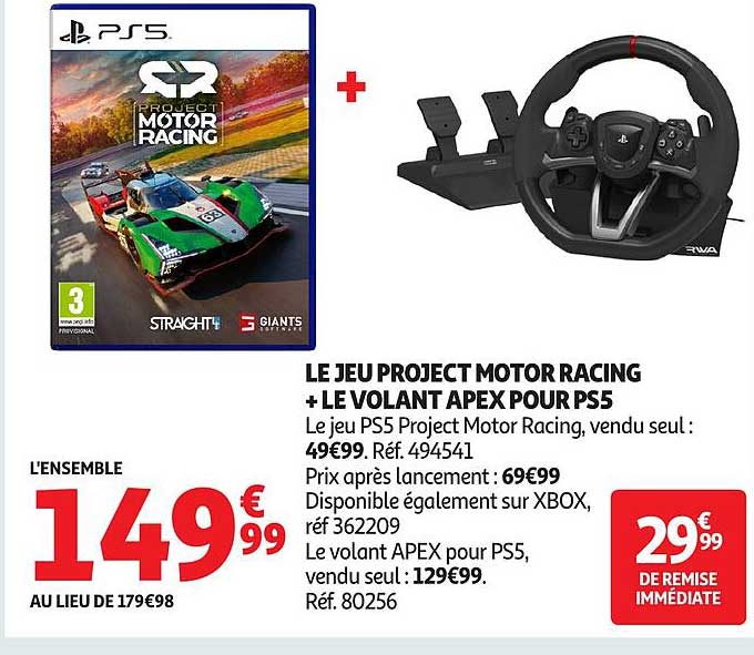 LE JEU PROJECT MOTOR RACING + LE VOLANT APEX POUR PS5