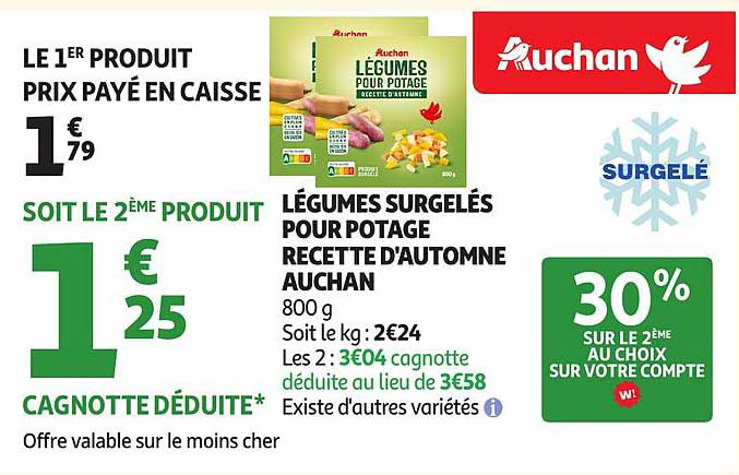 LÉGUMES SURGELÉS POUR POTAGE RECETTE D'AUTOMNE AUCHAN