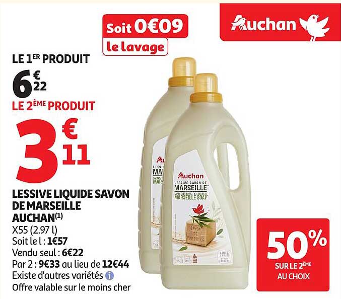 LESSIVE LIQUIDE SAVON DE MARSEILLE AUCHAN