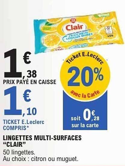 LINGETTES MULTI-SURFACES "CLAIR"