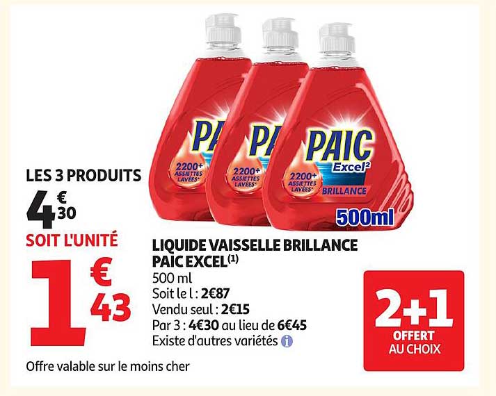 LIQUIDE VAISSELLE BRILLANCE PAIC EXCEL