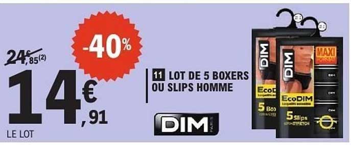 LOT DE 5 BOXERS OU SLIPS HOMME