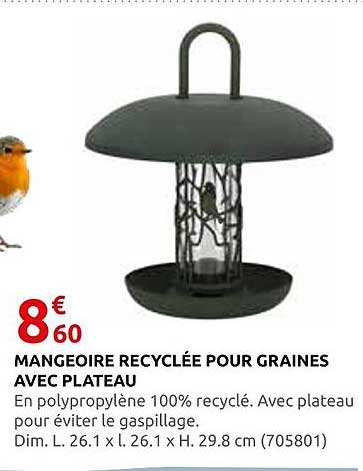 MANGEoire RECYCLÉE POUR GRAINES AVEC PLATEAU