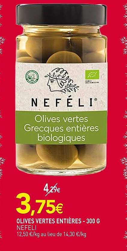 OLIVES VERTES ENTIÈRES - 300 G NEFELI