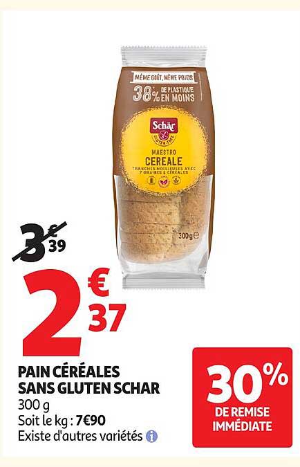 PAIN CÉRÉALES SANS GLUTEN SCHAR