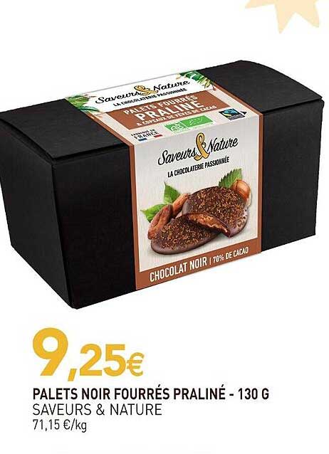 PALETS NOIR FOURRÉS PRALINÉ - 130 G