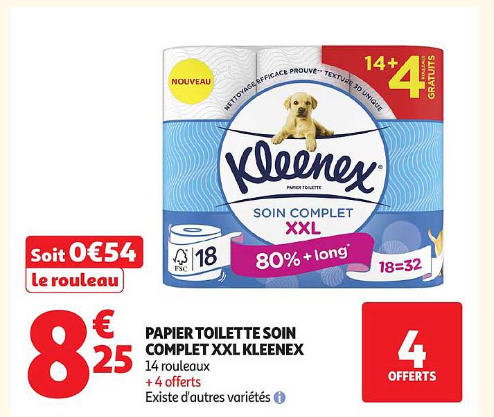 PAPIER TOILETTE SOIN COMPLET XXL KLEENEX