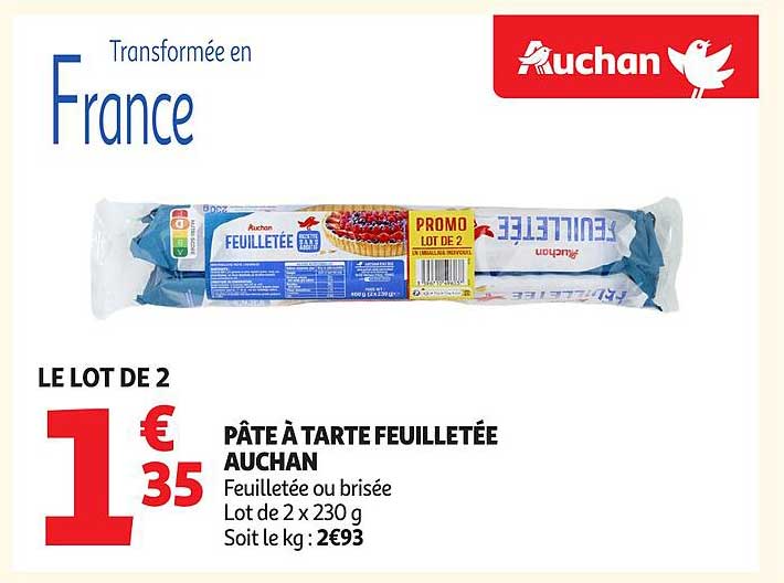 PÂTE À TARTE FEUILLETÉE AUCHAN