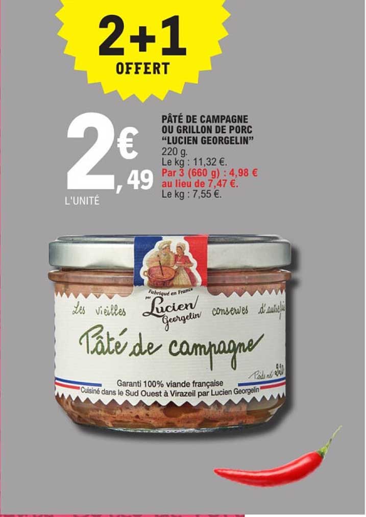 Pâté de campagne ou grillon de porc "Lucien Georgelin"