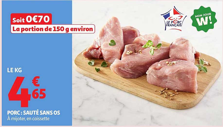 Porc : Sauté sans os