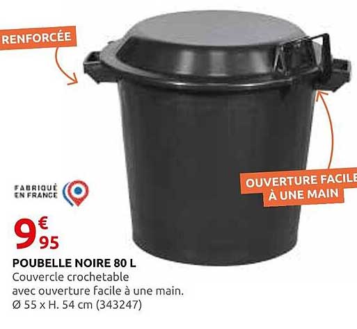 POUBELLE NOIRE 80 L