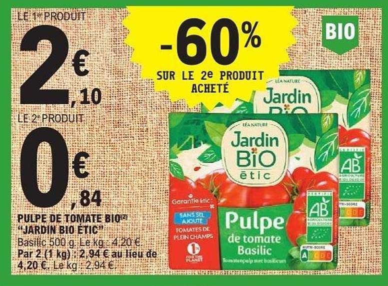 Pulpe de tomate BIO "Jardin Bio Étic"