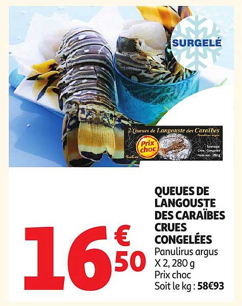 QUEUES DE LANGOUSTE DES CARAÏBES CRUES CONGELÉES