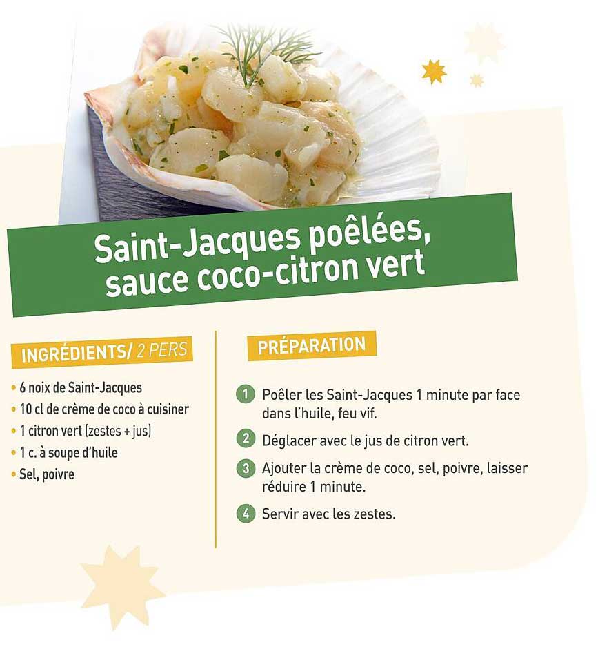 Saint-Jacques poêlées, sauce coco-citron vert