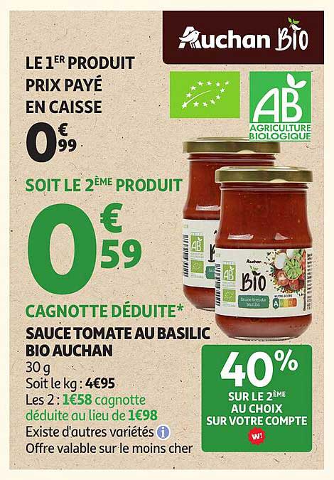 Sauce tomate au basilic BIO Auchan