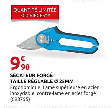 SÉCAUTEUR FORGÉ TAILLE RÉGLABLE Ø 25MM