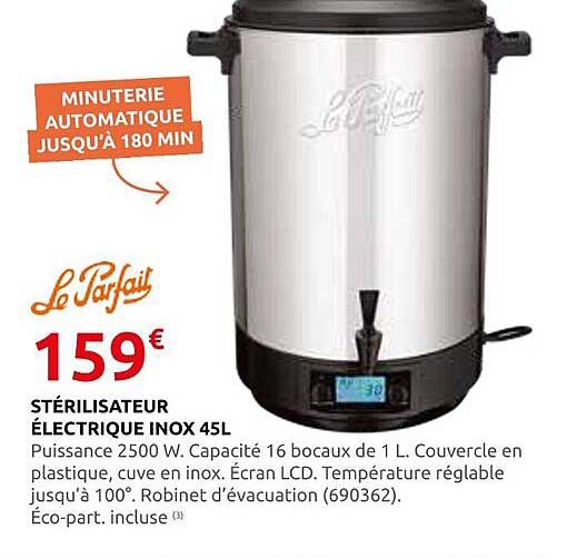STÉRILISATEUR ÉLECTRIQUE INOX 45L