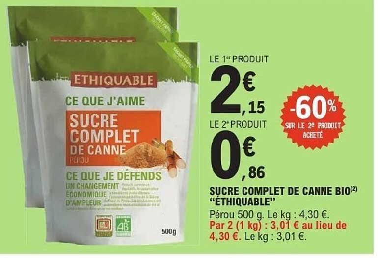 SUCRE COMPLET DE CANNE BIO "ÉTHIQUE"