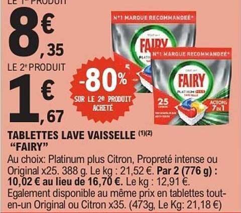 TABLETTES LAVE VAISSELLE "FAIRY"