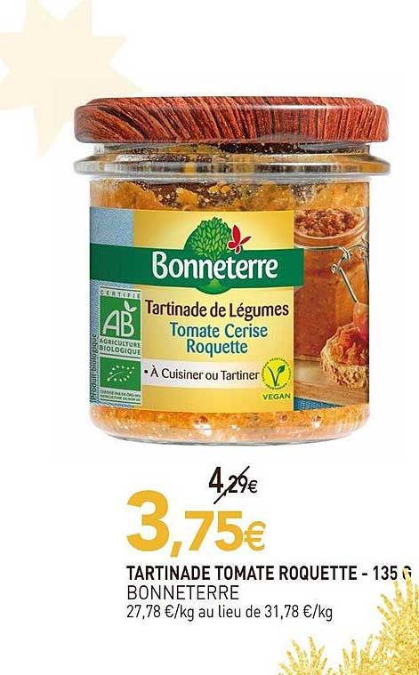TARTINADE TOMATE ROQUETTE - 135 g BONNETTERRE