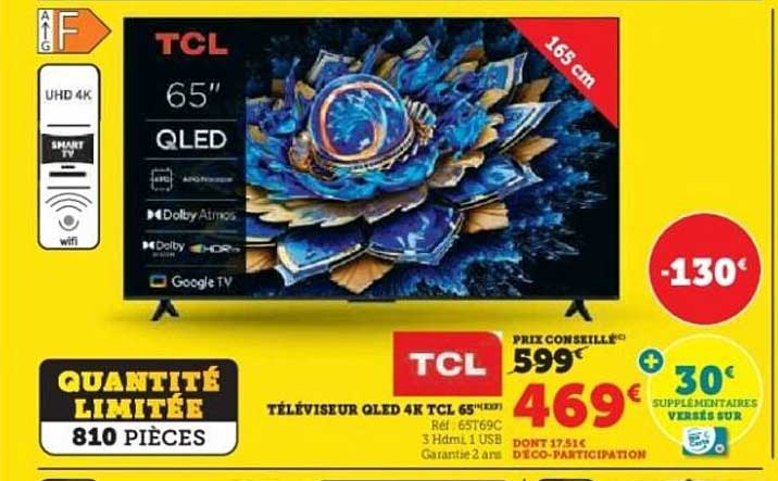 TÉLÉVISEUR OLED 4K TCL 65" (165 cm)