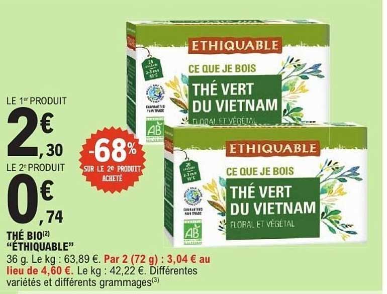 THÉ BIO ETHIQUABLE "THÉ VERT DU VIETNAM"
