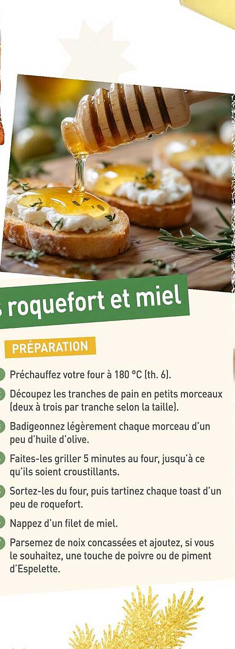 Toasts au roquefort et miel