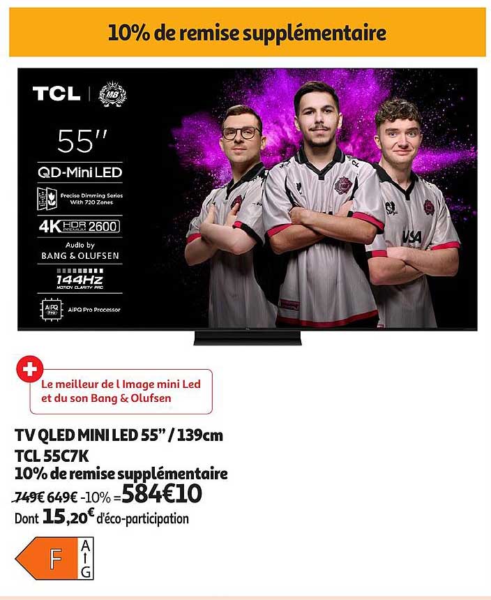 TV QLED MINI LED 55" / 139cm TCL 55C7K 10% de remise supplémentaire