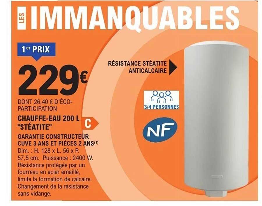 Promo Chauffe-Eau 200 L 