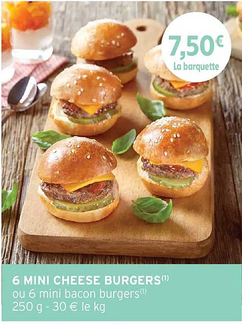 6 MINI CHEESE BURGERS(*) ou 6 mini bacon burgers(*)