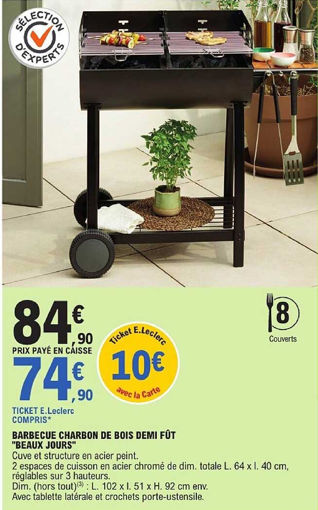 BARBECUE CHARBON DE BOIS DEMI FÛT "BEAUX JOURS"