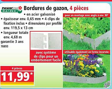 Bordures de gazon, 4 pièces