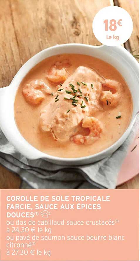 COROLLE DE SOLE TROPICALE FARCIE, SAUCE AUX ÉPICES DOUCES