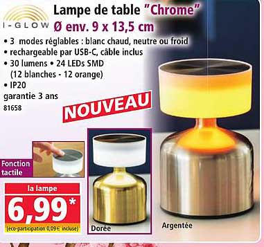 Lampe de table "Chrome" Ø env. 9 x 13,5 cm