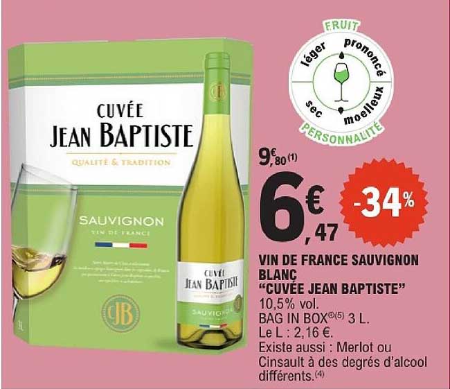 VIN DE FRANCE SAUVIGNON BLANC "CUVÉE JEAN BAPTISTE"