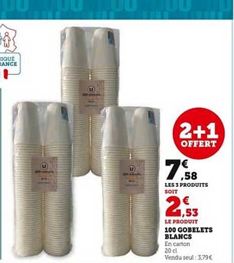 100 GOBELETS BLANCS
